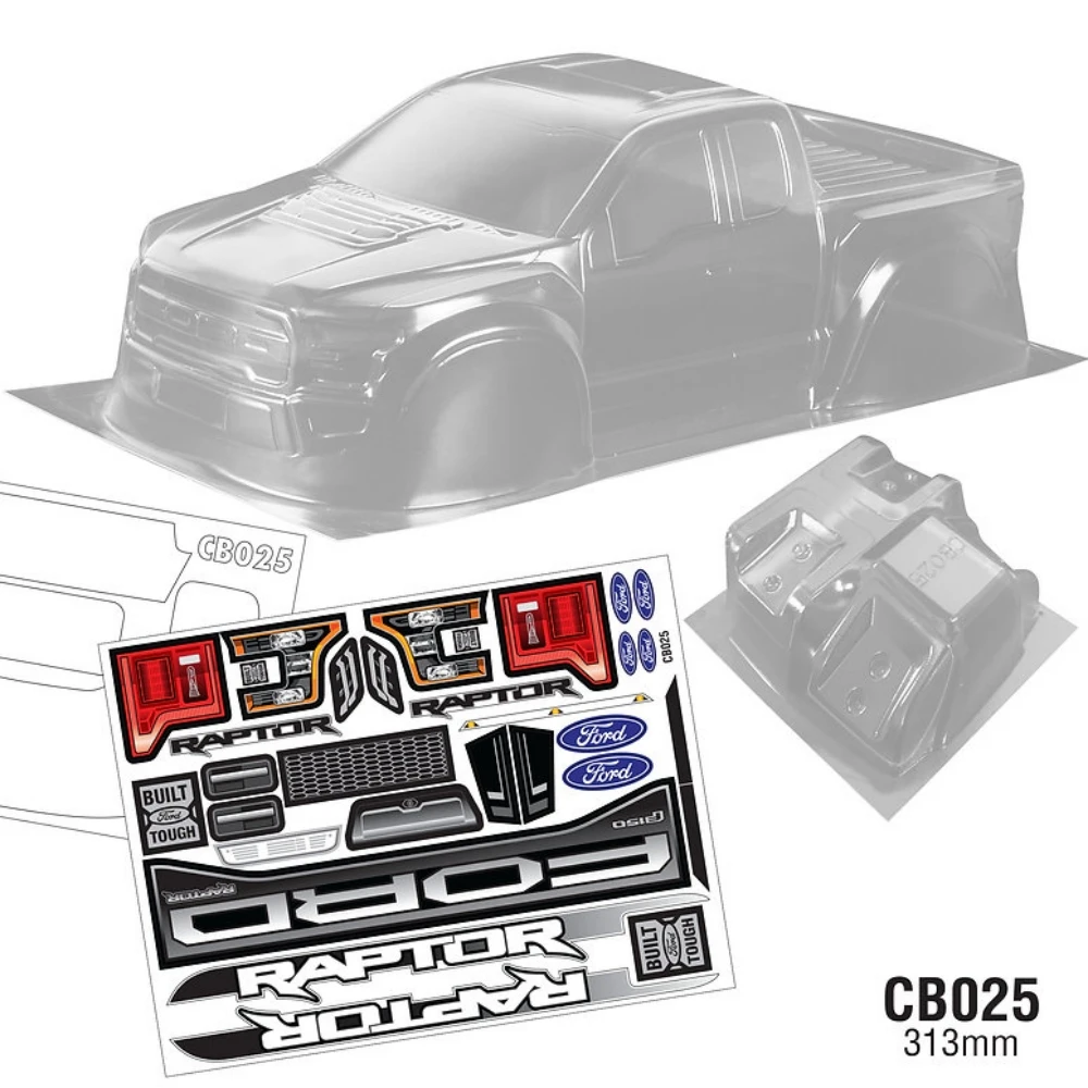 

CB025 1/10 Crawler Body Ford Raptor F-150 for 313mm Wheelbase RC Car Chassis Traxxas trx4 SCX10 ii 90046 BRX01 MST RC4WD TF2