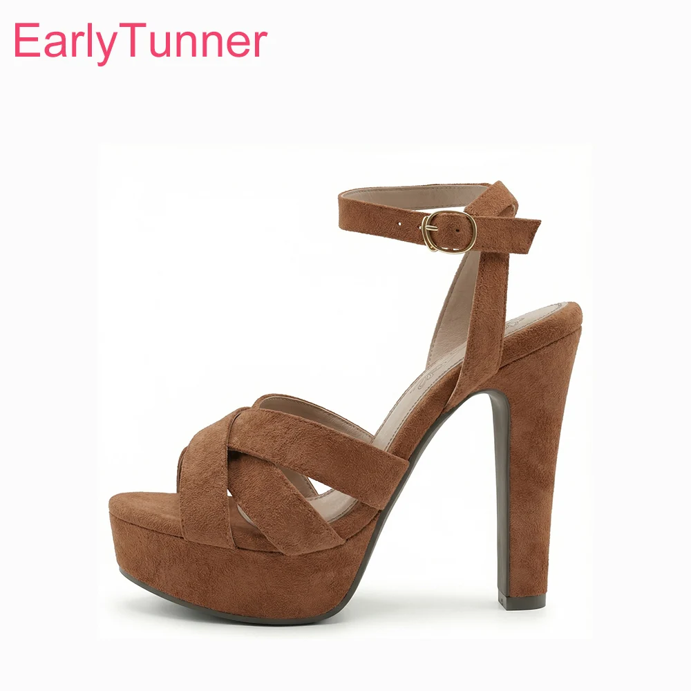 

Летние модные босоножки на платформе с ремешком сзади для женщин, на высоком массивном каблуке, для вечеринок, размеры 11, 32, 43 (маленькие, большие, плюс-сайз)