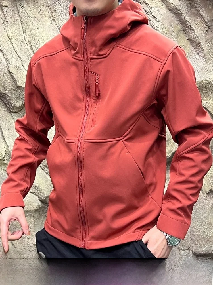 

Мужское уличное ветрозащитное пальто Fce на подкладке GM Jaet с капюшоном и застежкой-молнией, длинное пальто из смеси нейлона и полиэстера