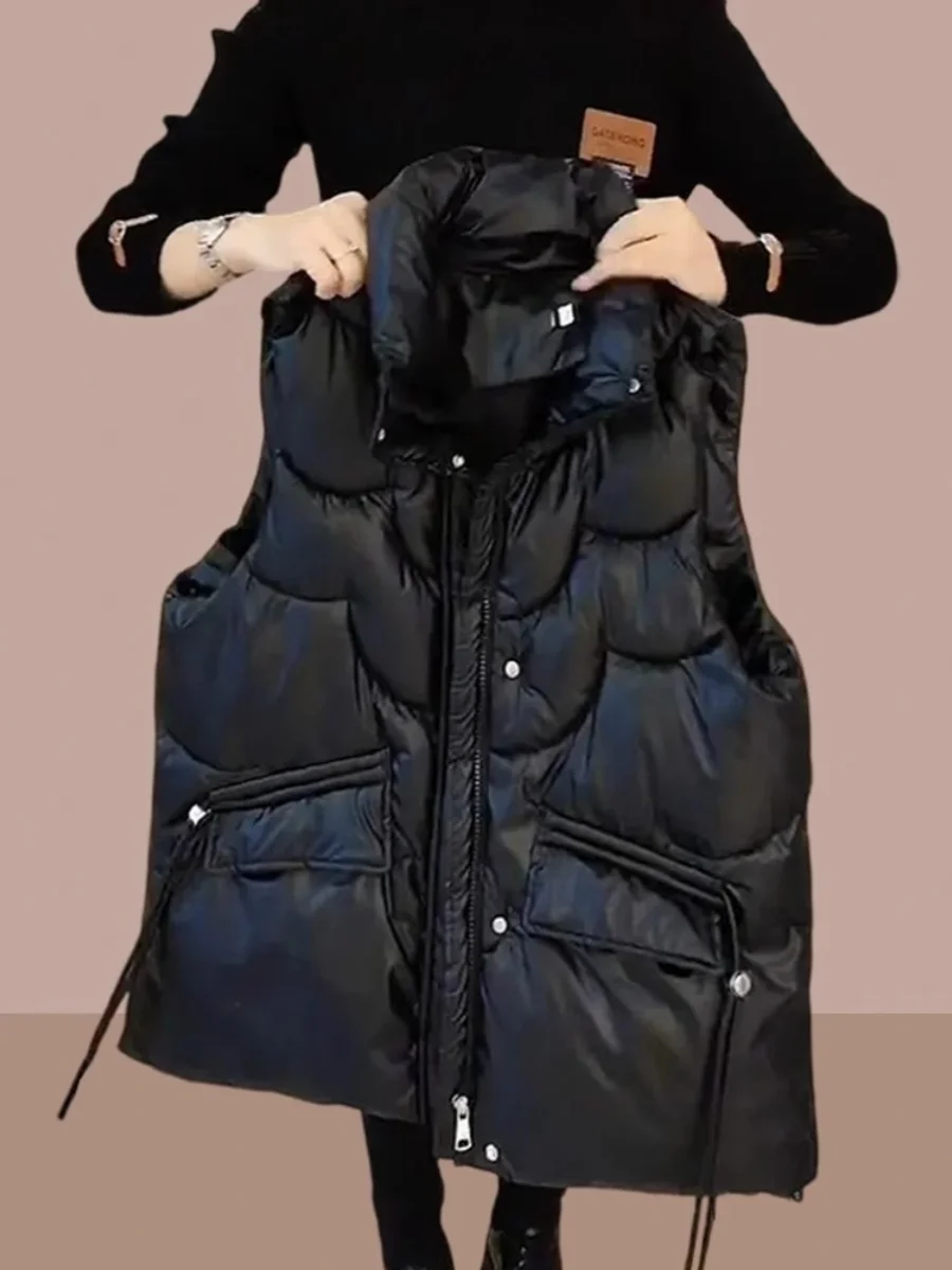 Dames dons katoenen vest bovenkleding Faionable herfst winter nieuwe Sle ritssluiting pure kleur woon-werkverkeer sle vest Jaet