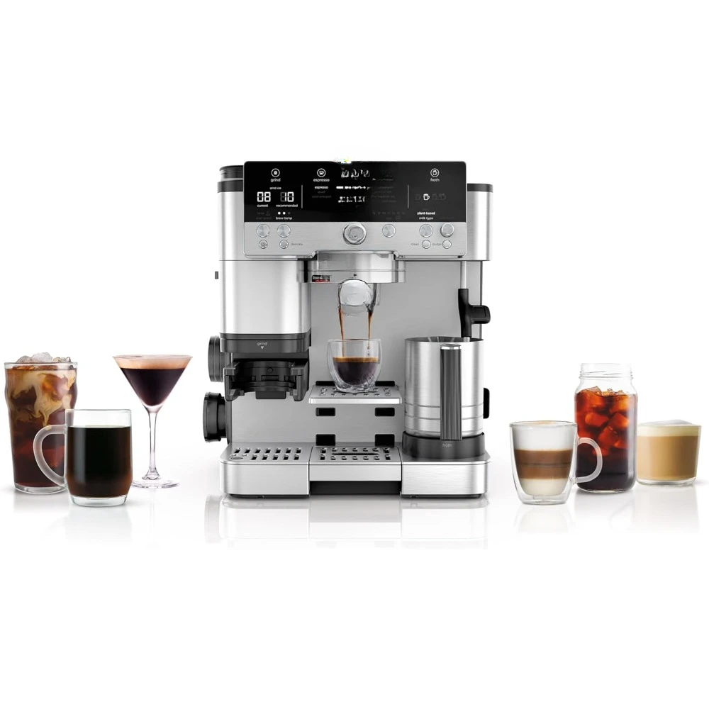 Cold Brew, Integrated Grinder, Assisted Tamper, Hands-Free Frother, for Cappuccinos and Lattes, Dairy or Non-Dairy, ES601