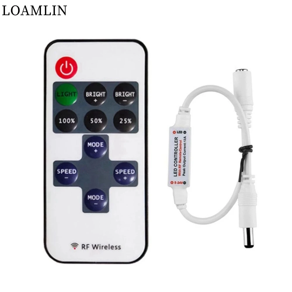 Single Color Remote Control Dimmer 11Key RF LED Controller Dimmer DC 5-24 V for SMD 3528 5050 2835 WS2812 LED Strip Light