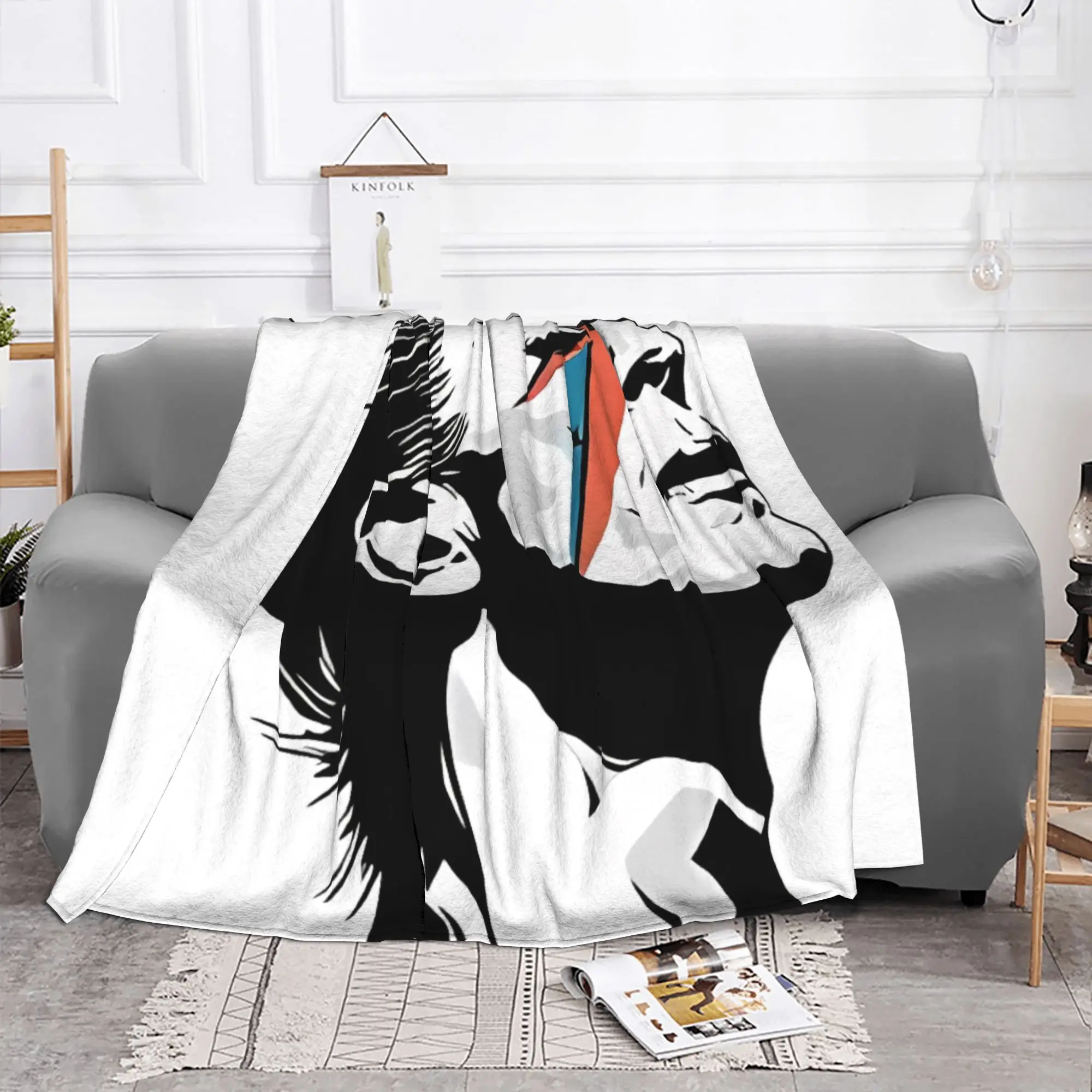 1PC Classic David Cool Bowie home room decorations Winter Blankets for Adults Bedding Home Interior Sofa Knee