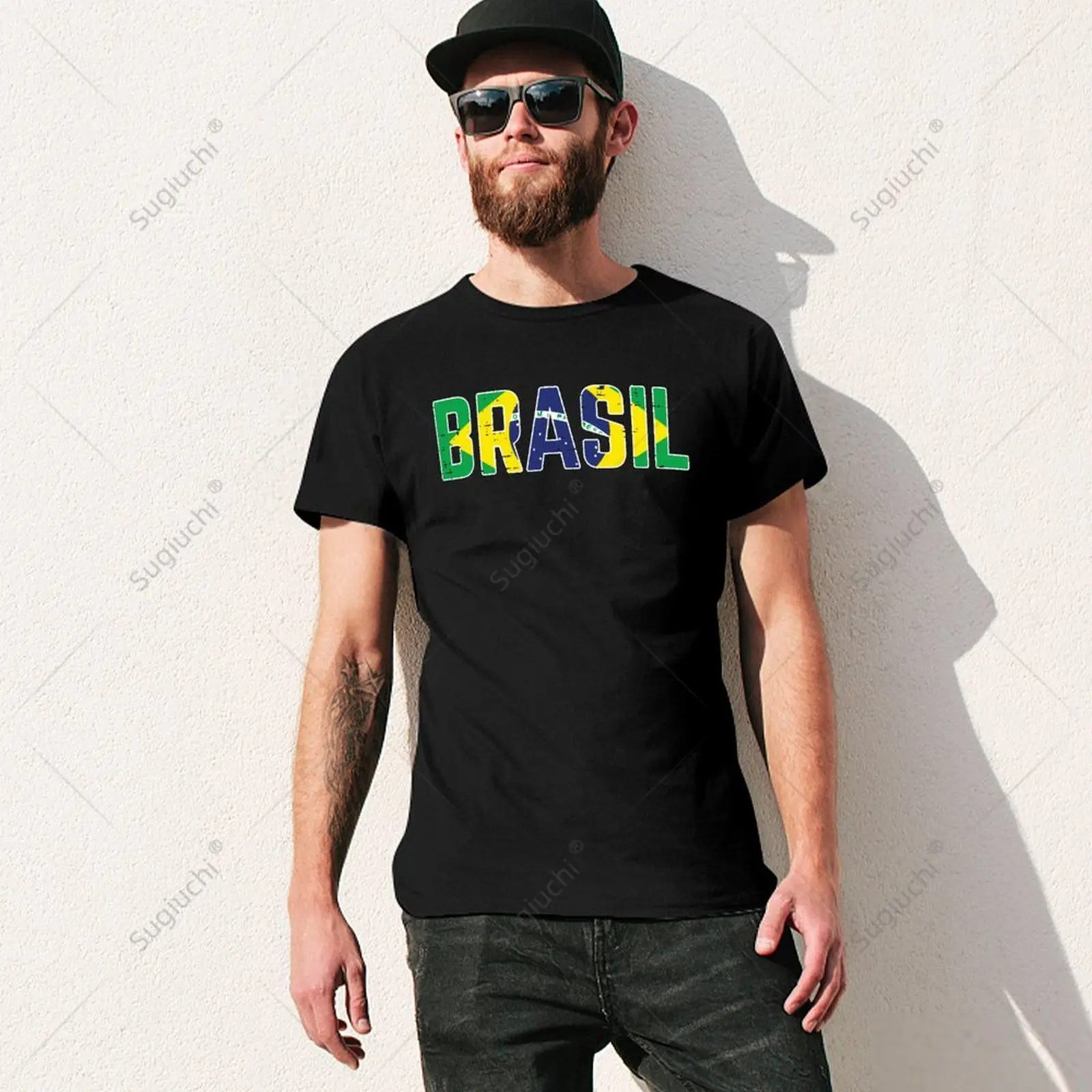 Unisex Men Brazil Brasil Flag Brazilian Tshirt Tees T Shirts Women Boys 100% Cotton T-Shirt