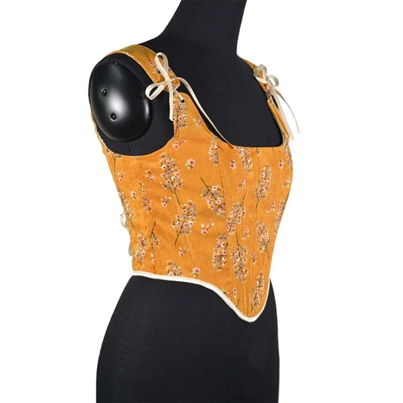 Feminino espartilho rendas bustier cinchers trimmer FrenchCourt flor espartilho roleplay traje roupa interior bustier