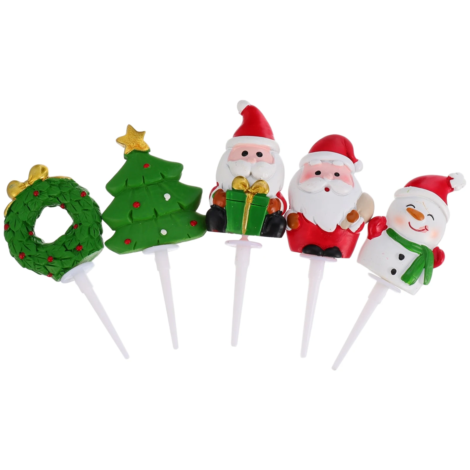 

5pcs Resin Elder Snowman Tree Cake Toppers Decoration Party Supplies Christmas New Year Themes Festive Ornament