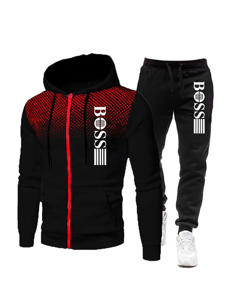 

Men's Zipper Jacket With Jogger Pants 2 Piece Set Casual Sports Gyms Coat And Sweatpnts Tracksuits 2024 Hooded Sweat Outfits