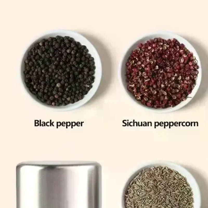 1pc Stainless Steel Pepper Grinder Manual Mill Kitchen Essential With Glass Jar Spice Salt Container Kitchen Grinding Gadgets