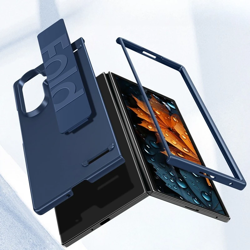 Matte Silikon-Handyhülle mit Armband für Samsung Galaxy Z Fold 8 Ultra 7 6 5 4 3 ZFold 8Ultra, faltbare, stoßfeste PC-Hülle