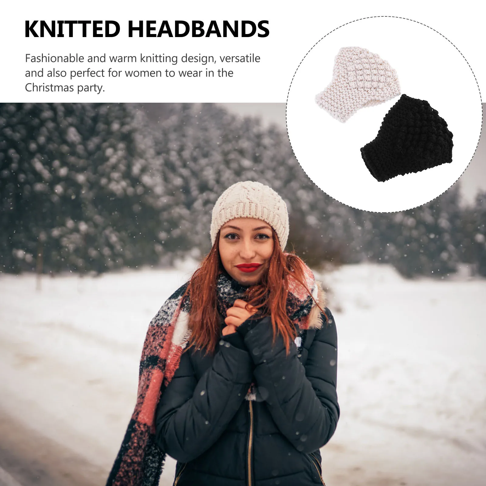 

2pcs Winter Ear Warmer Headbands Knit Wraps For Women Hair Band Accessories Warm Knitted Headbands Christmas Party Running