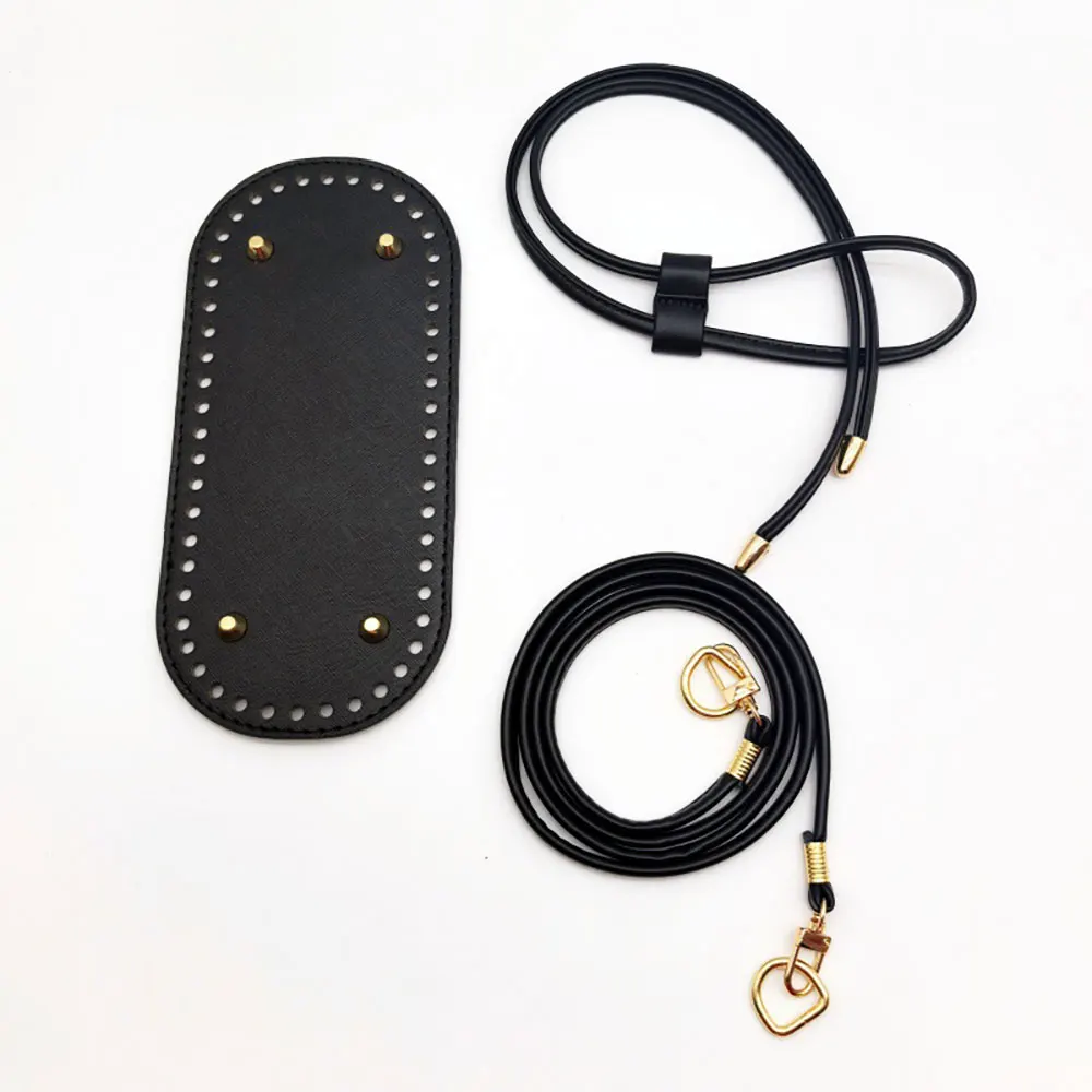 طقم صنع المحفظة مكون من 3 قطع مع قاعدة حقيبة دلو من جلد البولي يوريثان وحزام كتف وإكسسوارات حقيبة يد كروشيه #2