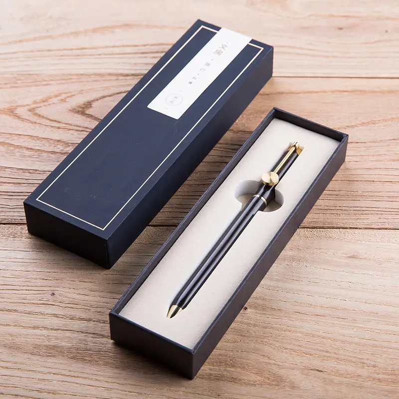 2026 Latest Wooden Luxury Signature Pen Black Business High-end Gift Box Brass Metal Wooden Gel Pen Gift Souvenir Ballpoint Pen