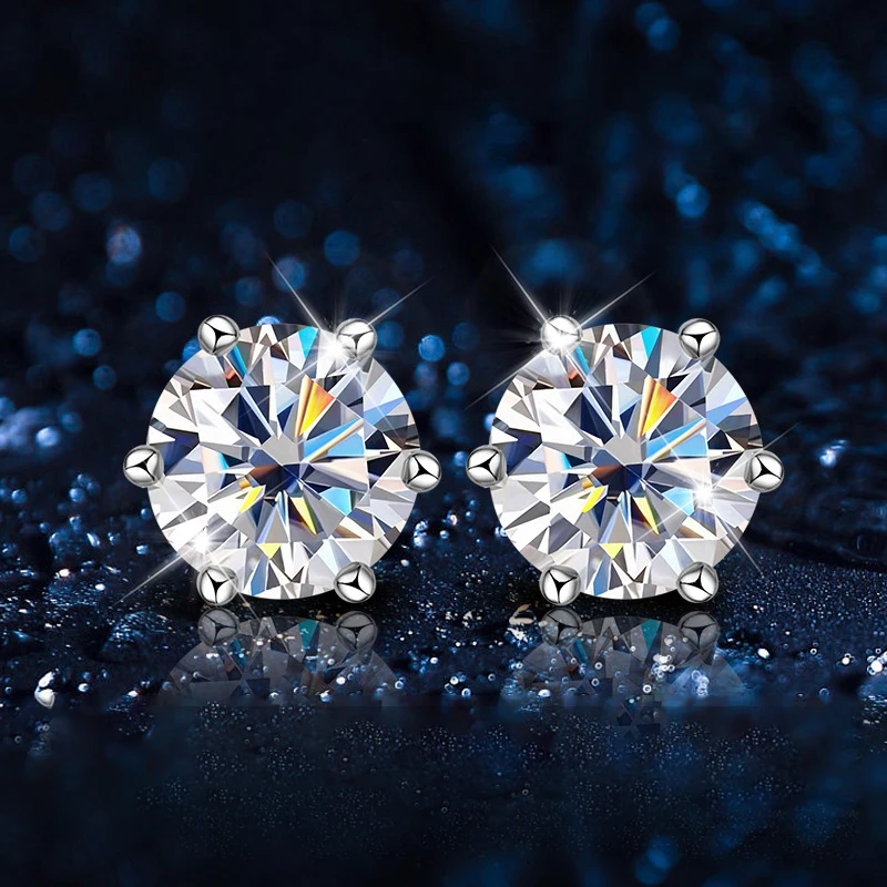 Kibo luxury quality jewelry 0.1-3ct D Color Test Passed S925 Silver Women For Moissanite Studs Earrings