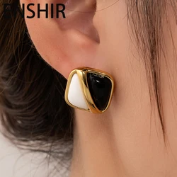 ENSHIR 316L Stainless Steel Cloud Round Square Drop Oil Earrings For Women Girls Fashion New Trend Jewelry Gifts Wholesale