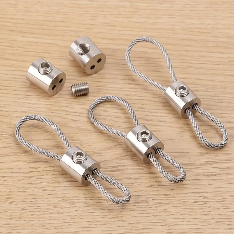 10 Sets Adjustable Wire Rope Cable Clamps With Double Holes Heavy Duty Fixed Clip Cable Hanging Clamp Fasteners Hardware Supplie