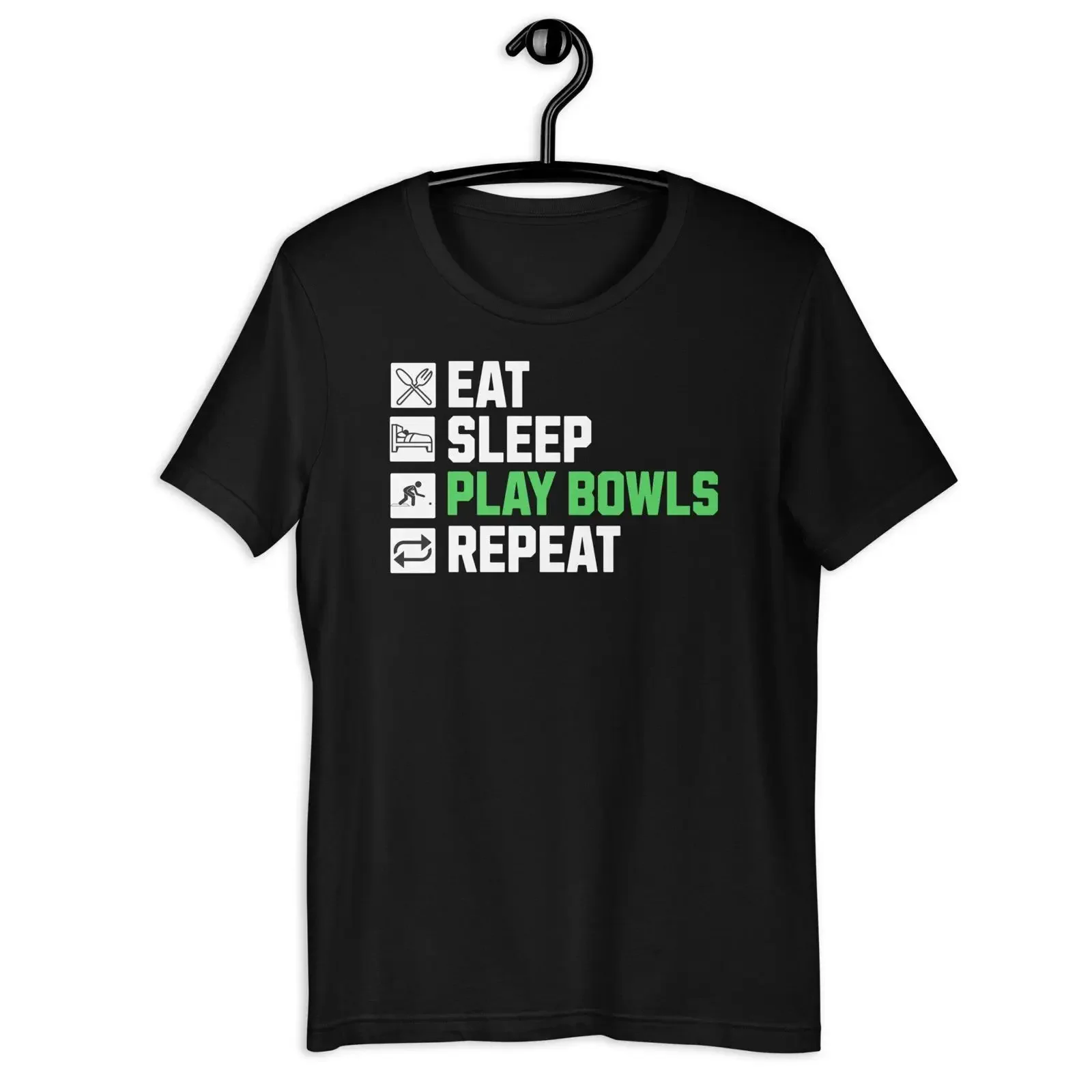 Eat Sleep Bowling Repeat T Shirt Lawn Bowls for Bowlers vintage Washed Unisex Casual Stylish Top For Everyday Wear