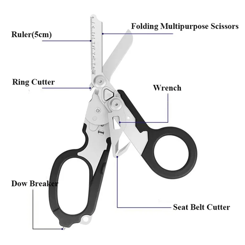 Imagem -03 - Tesoura Multifuncional Tática Raptors de Emergência Especialista em Primeiros Socorros Combinação de Ferramentas de Sobrevivência ao ar Livre Edc Gadget