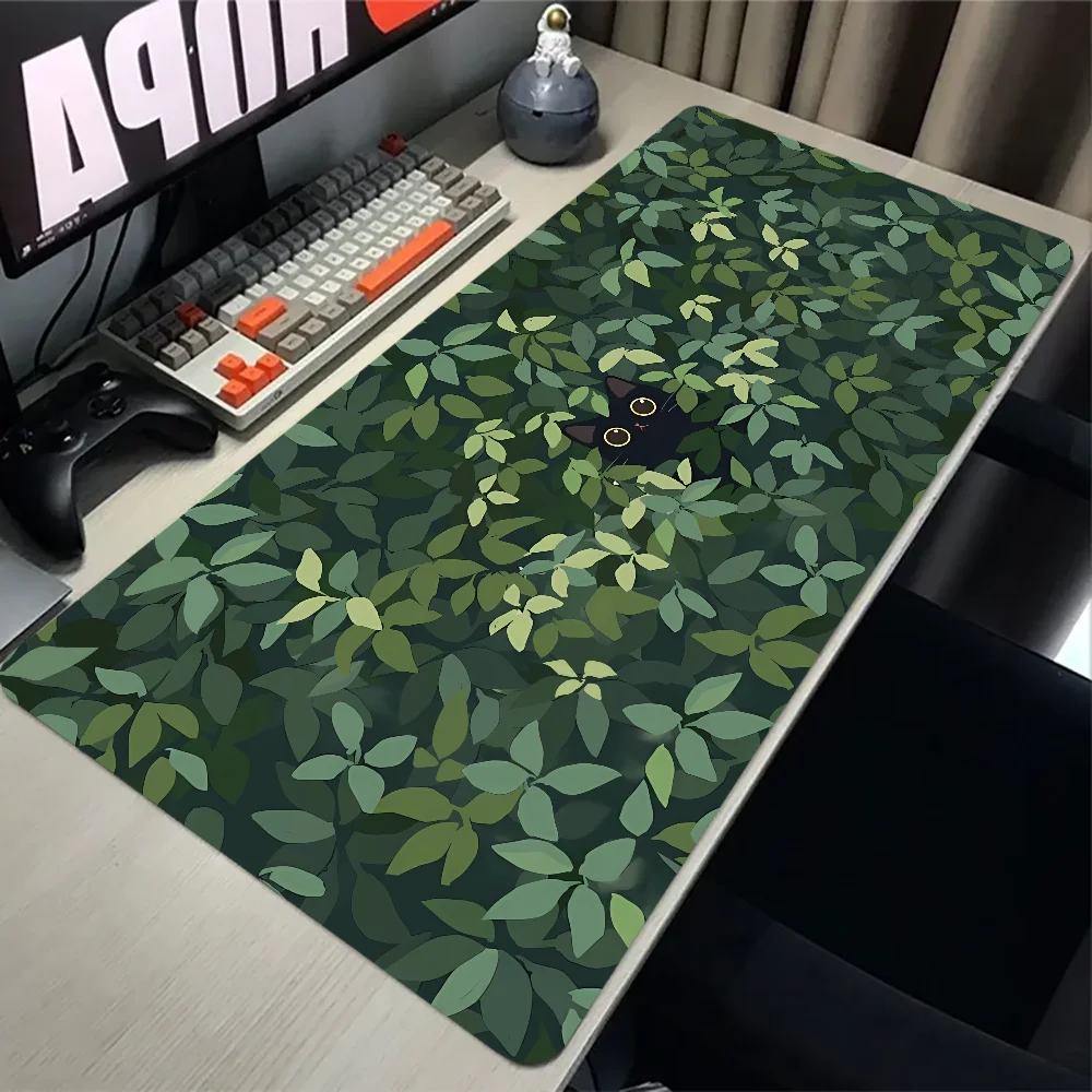 

XXL Size Non-slip Black cats Green Desk Mat Nature Mousepad Notebook Keyboard Gaming Accessories Kawaii Aesthetic Computer Pad