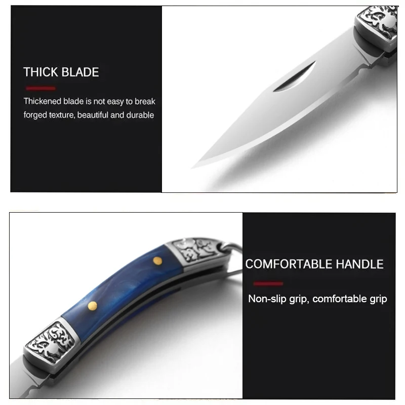 WXCOO Stainless Steel Mini Pocket Fruit Knife with Non-slip Handle Multifunctional Folding Fruit Peeling Kitchen Knife