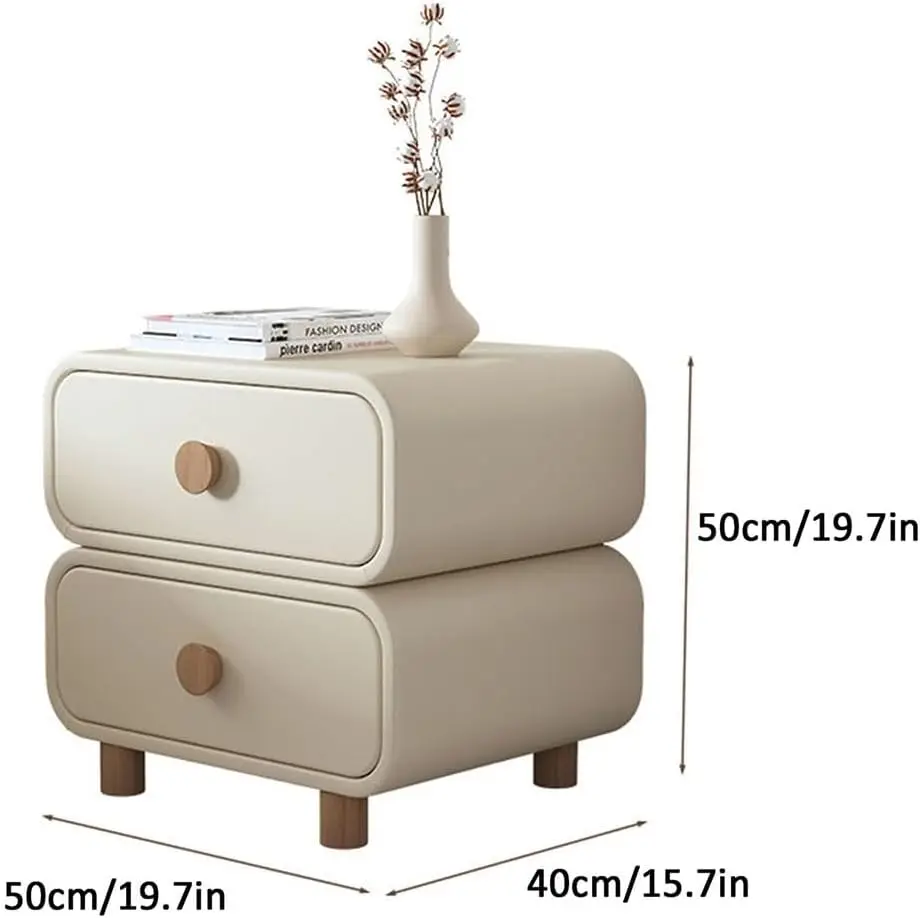 Contemporary Bedside Tables with Storage for Bedroom,Tier Storage End Table,End Side Table for Bedroom,Office,Dorm (Color:Khaki)