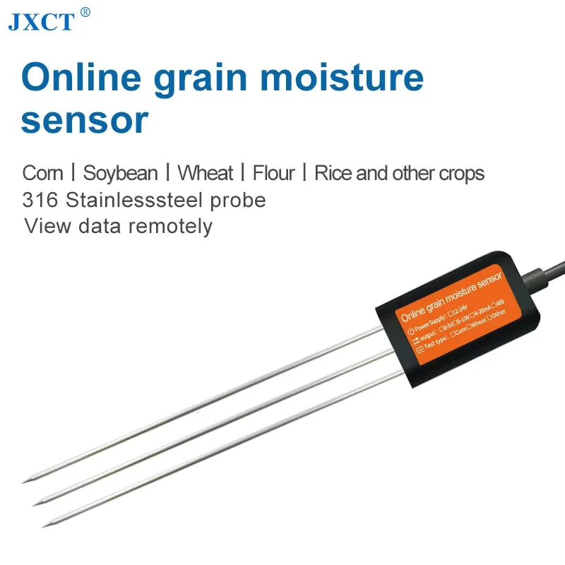 RS485 Testing Grains Rice Peanut Corn Wheat Humidity for Agricultural Barns Grain Moisture Meter Sensor 3-pin Probe