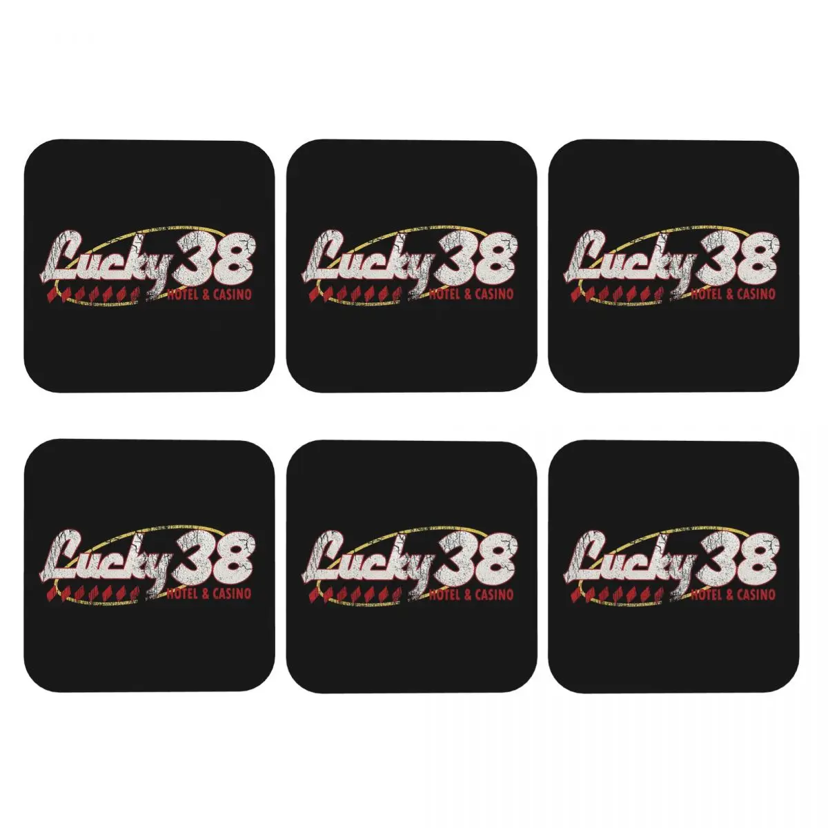 Lucky 38 Logo Coasters PVC Leather Placemats Insulation Coffee Mats for Decor Home Dining Pads Set of 6