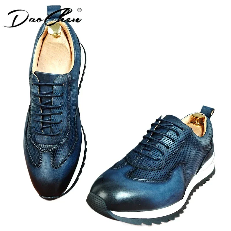 Luxury Men's Leather Shoes Black Brown Basic Shoes Lace Up Wing Tip Casual Mens Dress Wedding Party Light Shoes For Men