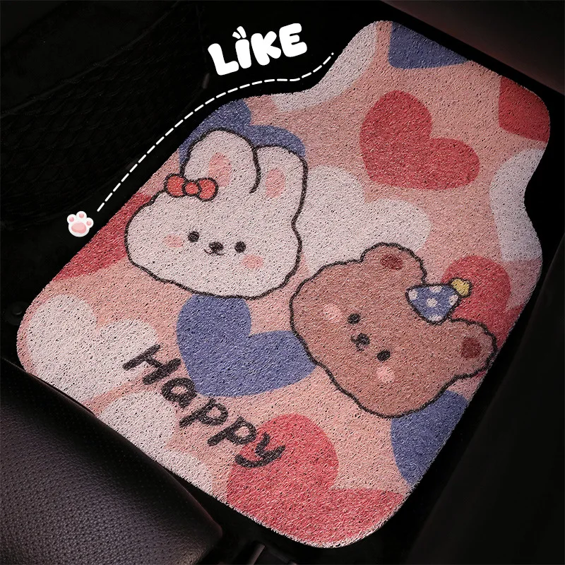 Car Floor Mats Cute and Wear-resistant New Style Anti-slip Easy to Clean Single-chip Car Carpet Type Floor Mats with Wire Loops