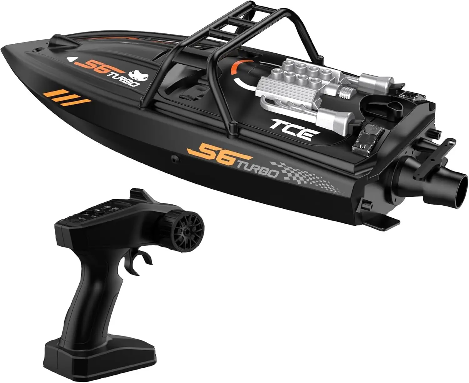 

Remote Control Off-Road Boat Model Eddy Current Jet high-Speed Remote Control Speedboat 15-20km/hH156 with Lights Off-Road Speed