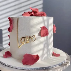 New No Stick Love Wedding Cake Topper Gold Happy Birthday Acrylic Topper for Birthday Wedding Party Supplies Cake Decorations