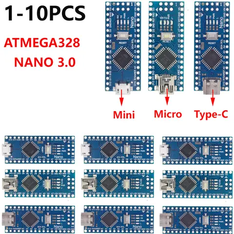 Arduino CH340 USB 드라이버 16Mhz ATMEGA328PB용 부트로더 호환 나노 컨트롤러가 포함된 미니/Type-C/마이크로 USB 나노 3.0