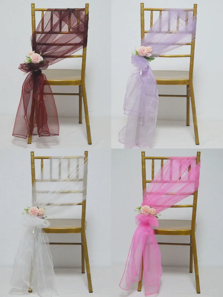 Organza Butterfly Bow Knots Chair Sash For Wedding Mariage Party Decor 65x275cm Christmas Birthday Banquet Sashes Ribbon Arches