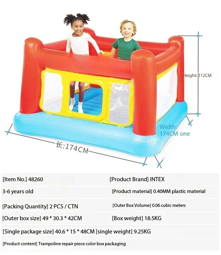 

Suitable for Children's Sports 174 * 112cm Children's Castle Jumping Platform Trampoline Inflatable Ocean Ball Pool