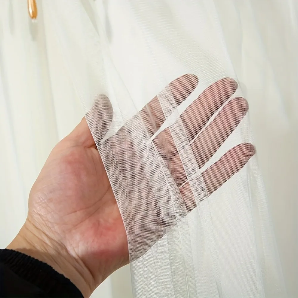 Bead Pendant Lace Embroidered Door Curtain Double Layer Punching Free Entrance Curtain Anti-mosquito Self-adhesive