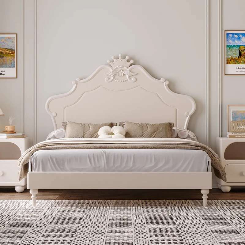 

French Cream-Style Lampshade Bookcase Bed Children's Bed Girls' Princess Modern Minimalist Luxury Solid Wood Full Bedroom Dining