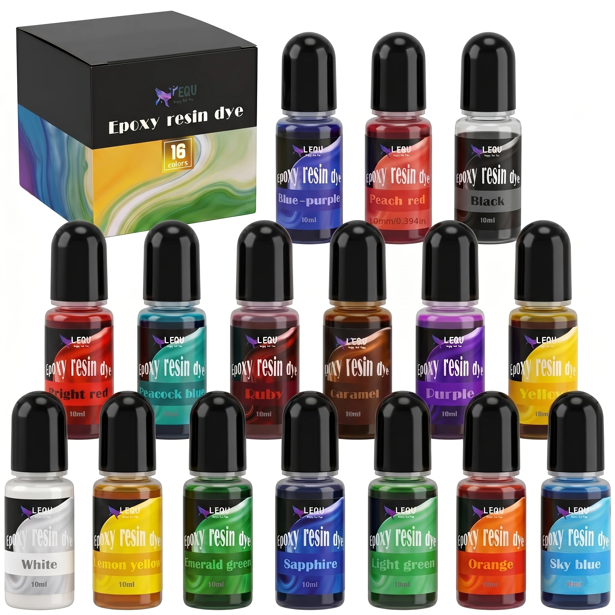 16 Colors Epoxy Resin Dye LEQU High Concentration Transparent Liquid Tint for UV Resin DIY Handmade Jewelry Making