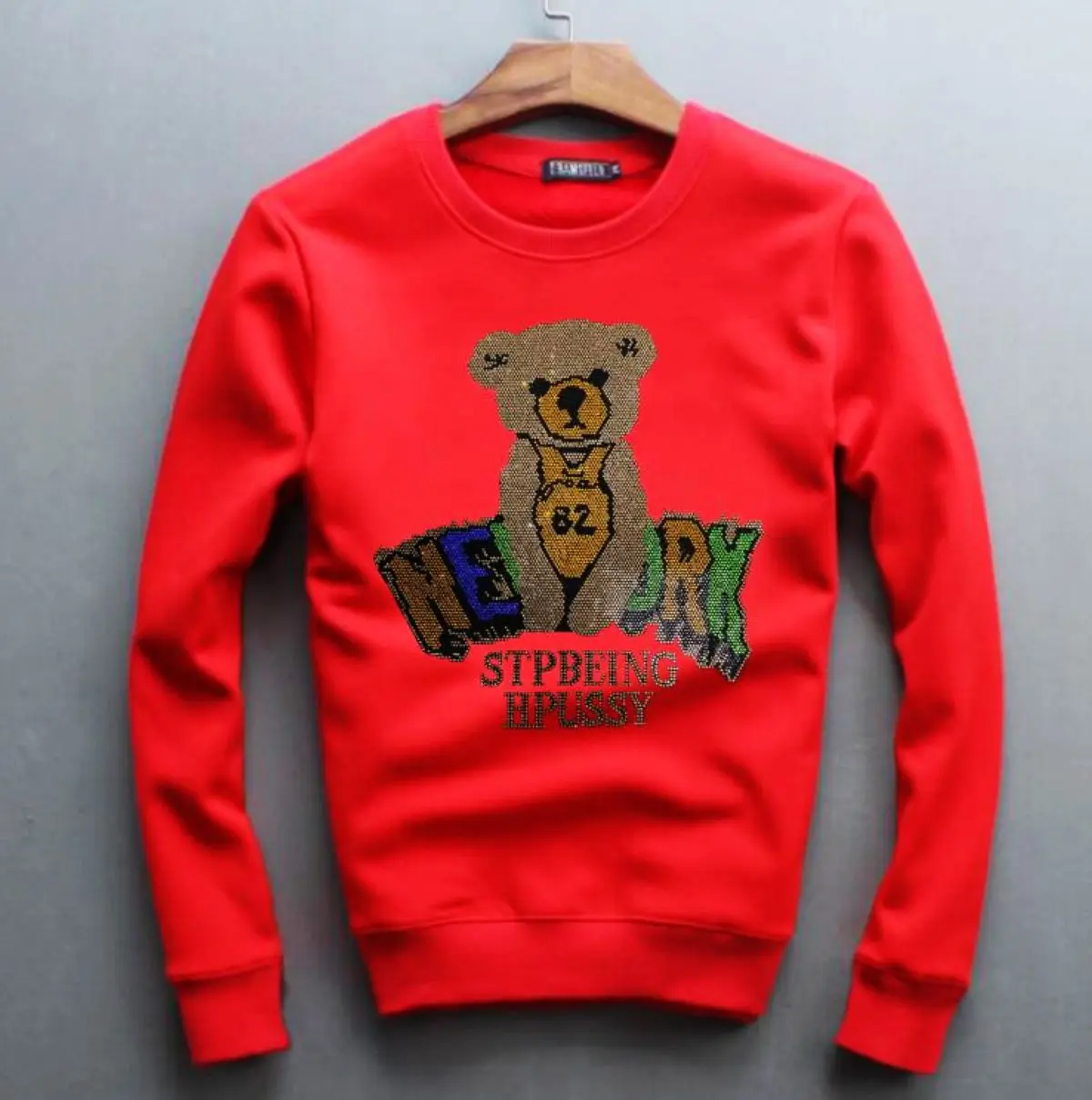 

New Men's Hoodie Rhinestones Fashion Long Sleeve Sweatshirts Fleece Streetwear Warm Male Hoody Outwear Clothing20250323