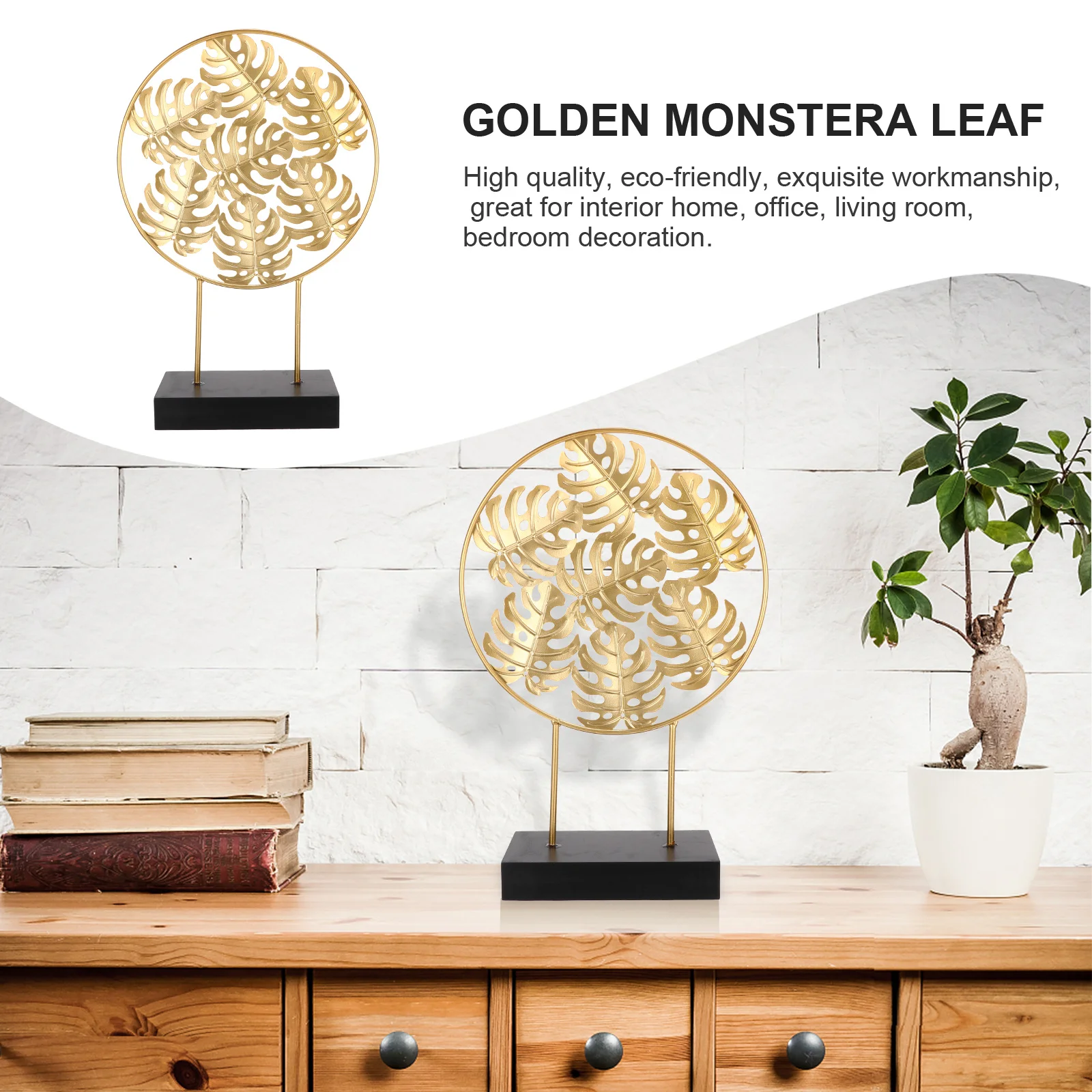 

Monstera Leaf Table Ornament Gold Retro Compact Desktop Monstera Adornment Household Decorative Display