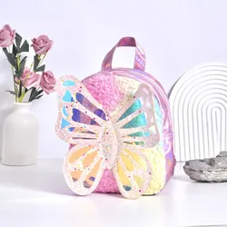 Fashion Butterfly Children's Backpack Plush Laser Cute School Bags for Girls Cartoon Princess Shoulders Bag Kids Birthday Gifts