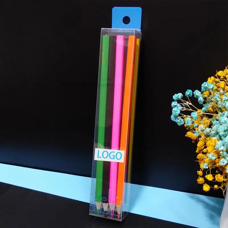 50pcs/lot Pencil small fan PVC transparent plastic strip with hanging ears display pen performe lipstick bottle tube gift boxes