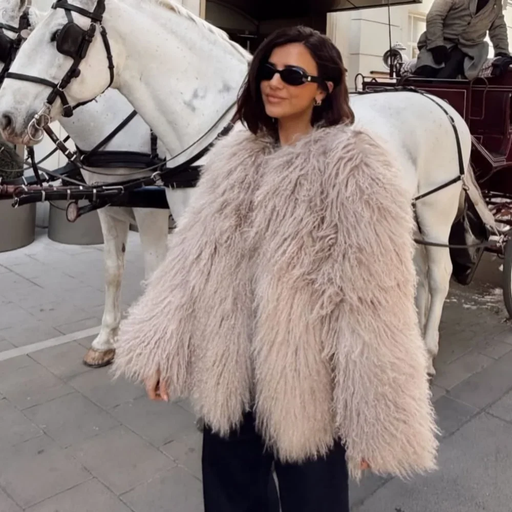 OFTBUY Natural Mongolia Sheep Fur Coat Thick Warm Short Real FurJacket Outerwear Female New Fashion Autumn Winter Clothes Women
