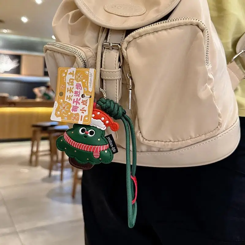 Weihnachtliche PU-Schlüsselanhänger mit niedlichem Aufdruck, robustes Lanyard, langlebig für Weihnachtsfeiergeschenke, Feiertagsgeschenke, Handtaschendekoration. – Detail 8