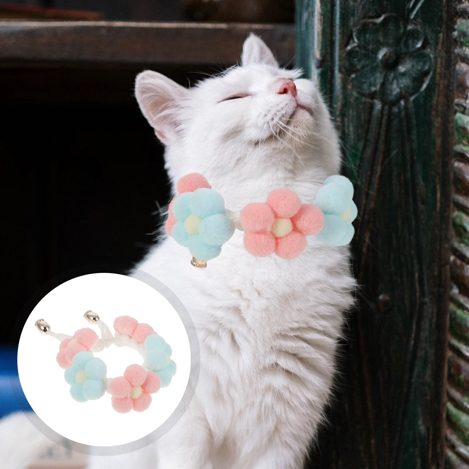 

Lovely Cat Collar Hand Knitted Pet Collar Light Weight No Pressure Wearing Comfortable Fit for Small Animals Pet Supplies