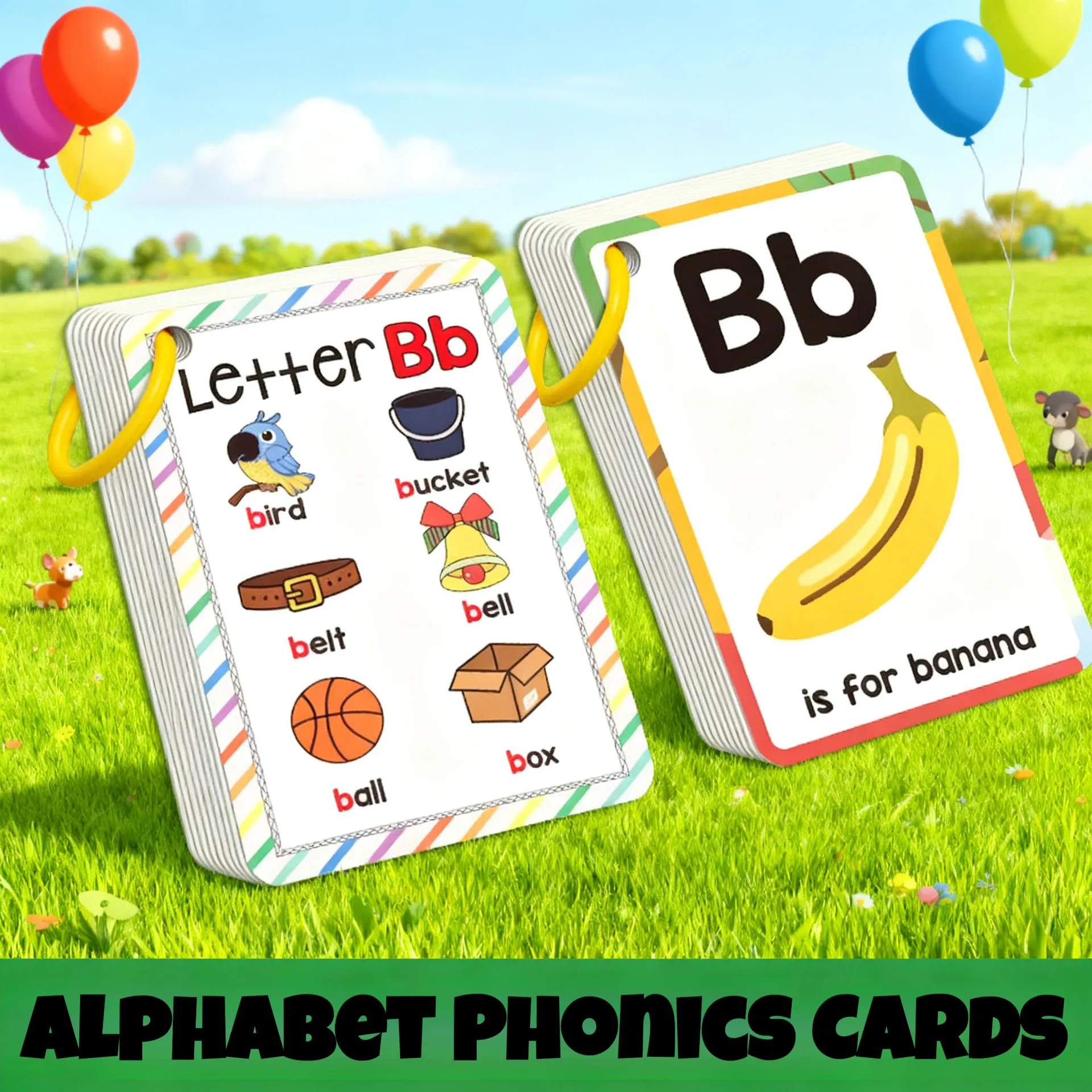 27 English Letter Recognition Cards, Pronunciation Learning, Word Flashcards, Fruit/ Animal Learning Cards