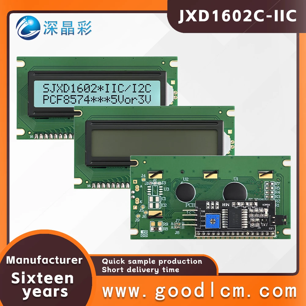 Russian language Small size IIC/I2C character LCM display module JXD1602C FSTN White Positive LCD1602 LCD dot matrix screen