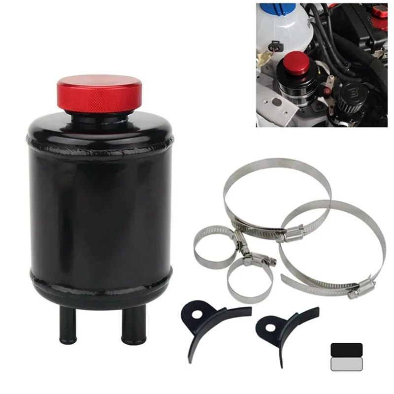 Car Modification Universal Power Steering Reservoir Tank With Racing Clamp Aluminum Water Tank Racing Clamp