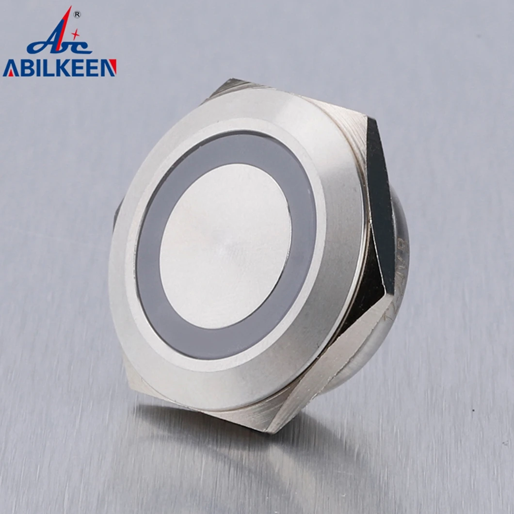 ABILKEEN 25MM LED Ring Illuminate 1NO Mometary Function Push Button Switch Super Shrot Push Button with 4 Pin Terminal