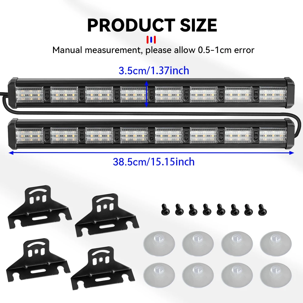 For Emergency Flash Warning Lamp Windshield Bar Beads Red Blue Amber White Green Car Light Assembly LED Strobe Lights ﻿