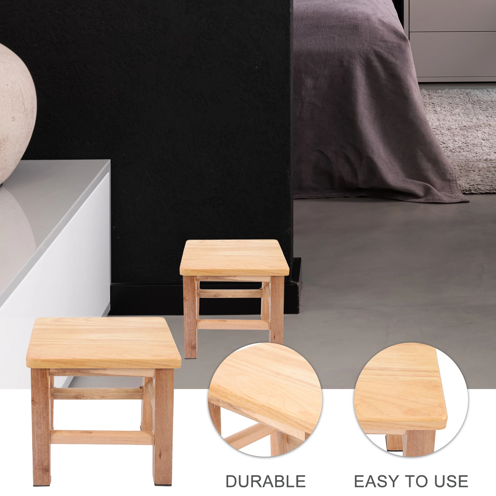 

Wooden Step Stool For Kids Small Non-Slip Bath Bench Low Height Riser Toddler Bathroom Stool Child Safety Seat