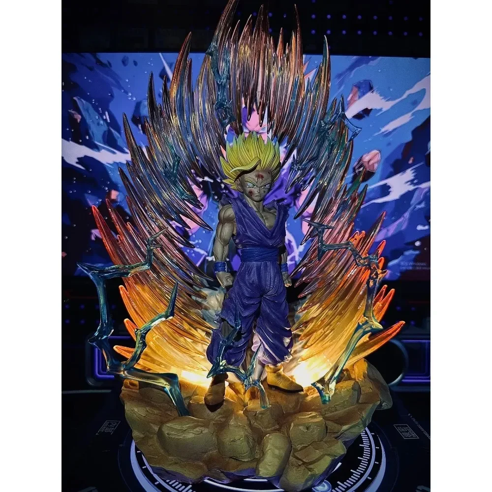 Super Saiyan 2 Gohan Azione luminosa Statua Anime Dragon Ball Z Figure Testa sostituibile Modello a mano Toy Room Decor Regalo di compleanno